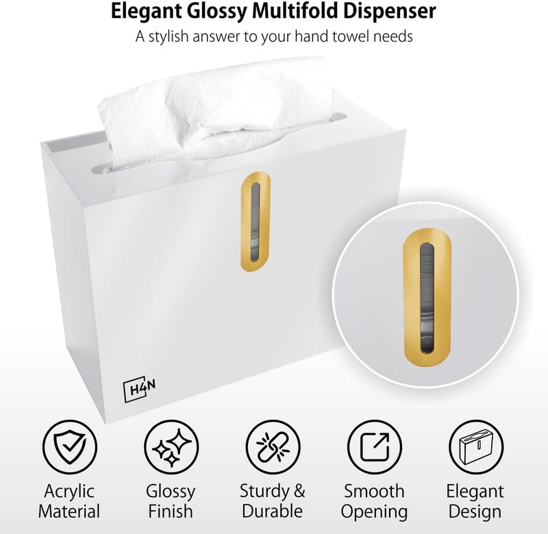 H4N Multifold Hand Paper Towel Dispenser Countertop, Compact Design, Single Sheet Dispensing for Home and Commercial Use, White - Image 3